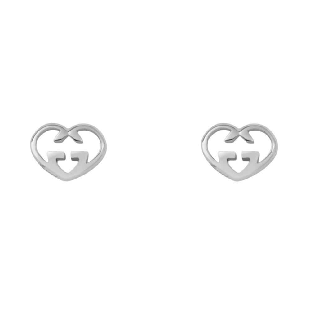 NWT Authentic Gucci Heart Interlocking G Earrings 925 Sterling Silver 10x9mm
